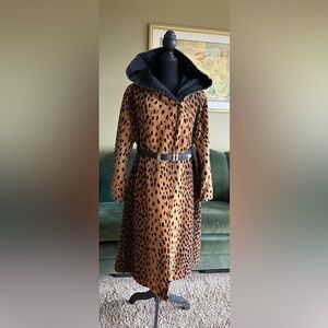 Reversible leopard/black vintage rain coat.